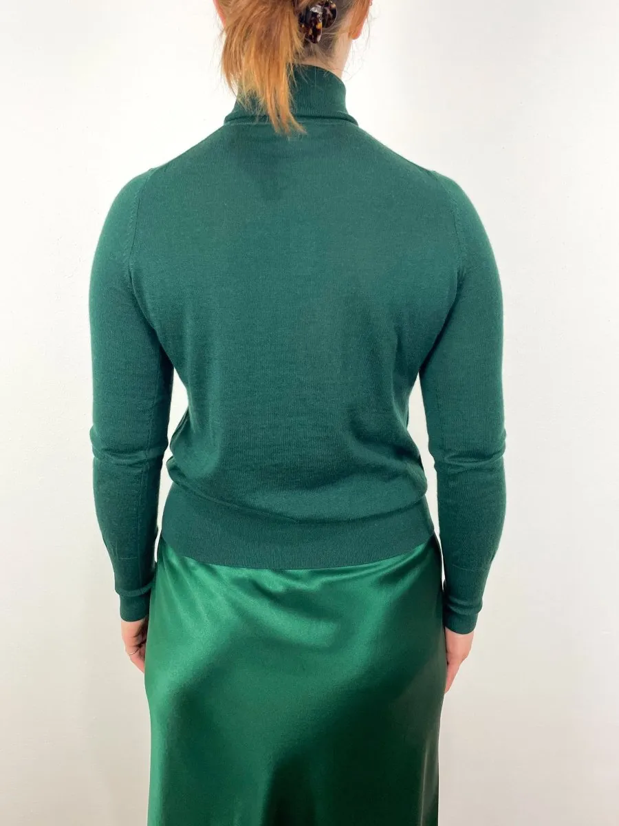 Alida Turtleneck Sweater in Bottle Green Cashmere