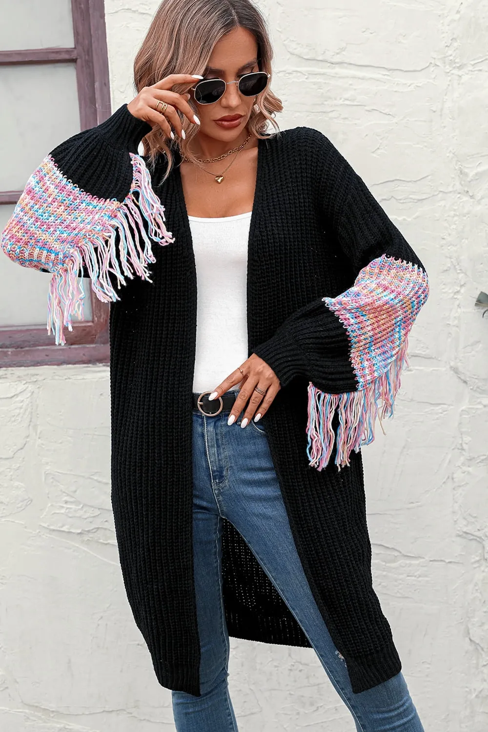 Always Happy Fringe Sleeve Cardigan