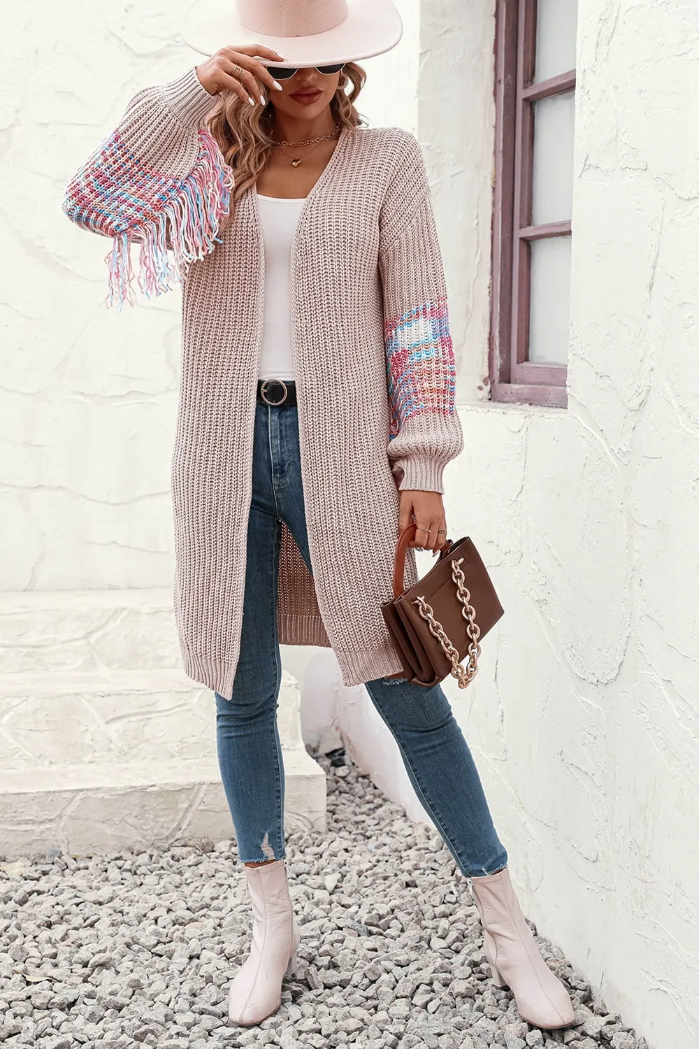 Always Happy Fringe Sleeve Cardigan