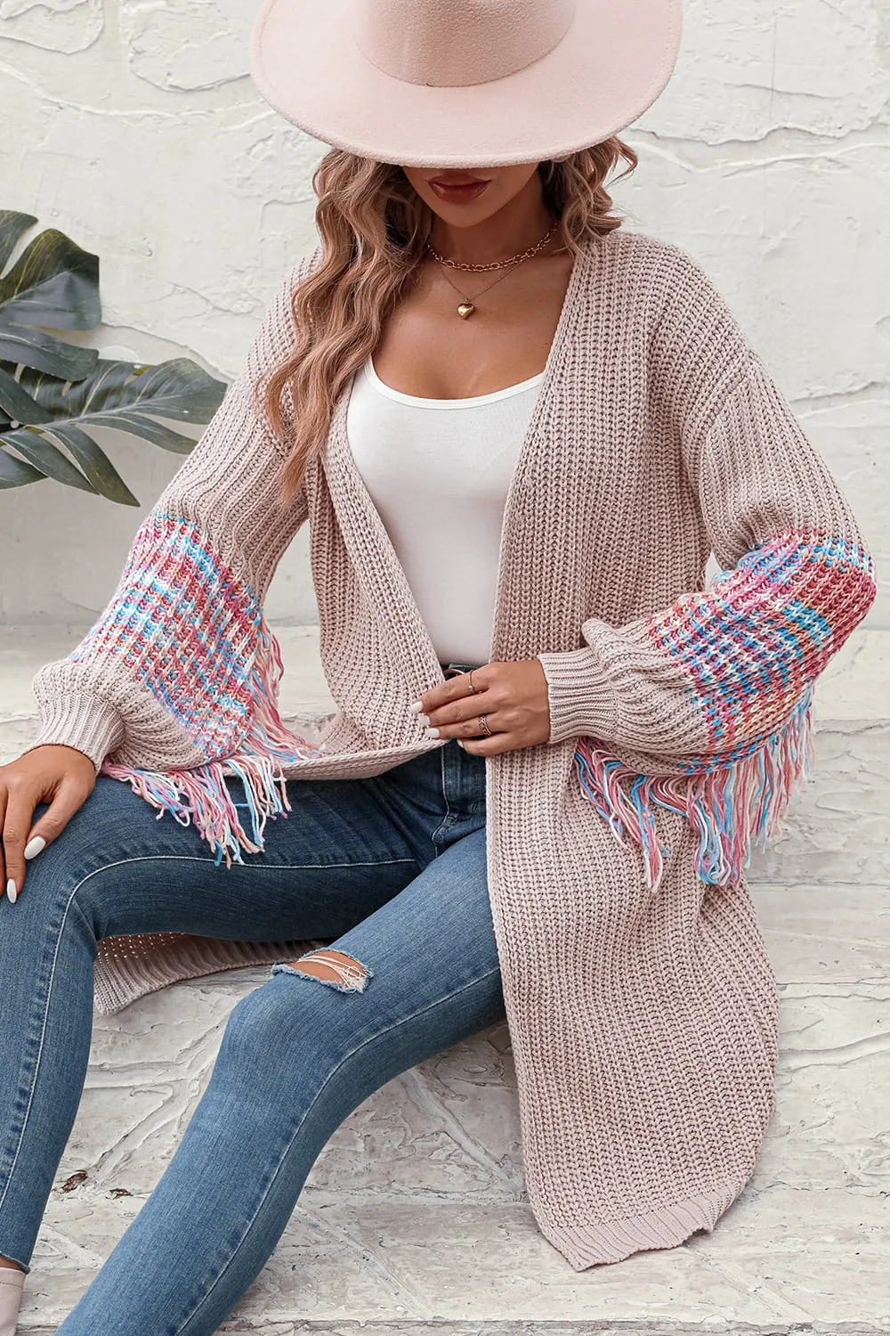 Always Happy Fringe Sleeve Cardigan