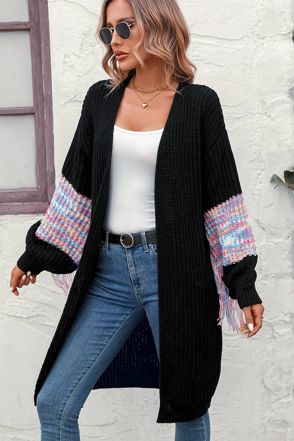 Always Happy Fringe Sleeve Cardigan