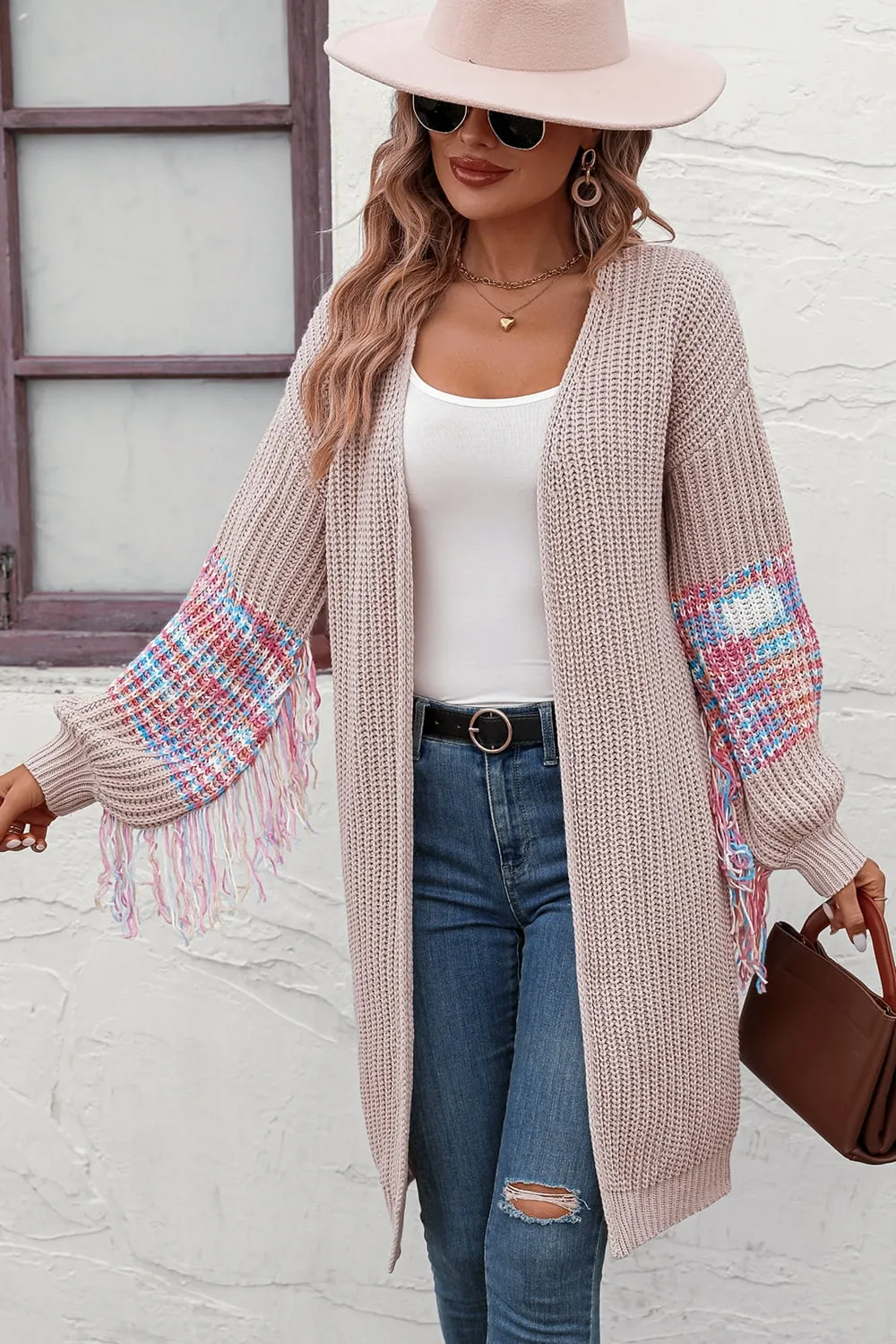 Always Happy Fringe Sleeve Cardigan