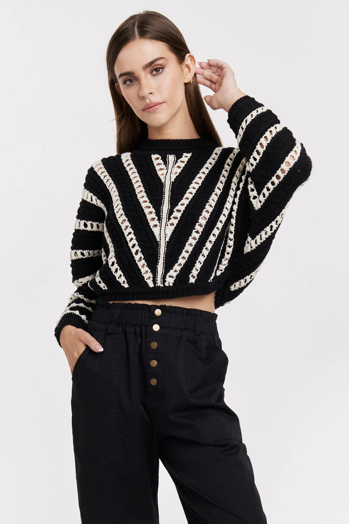 Another Love Black and Cream Haven Sweater