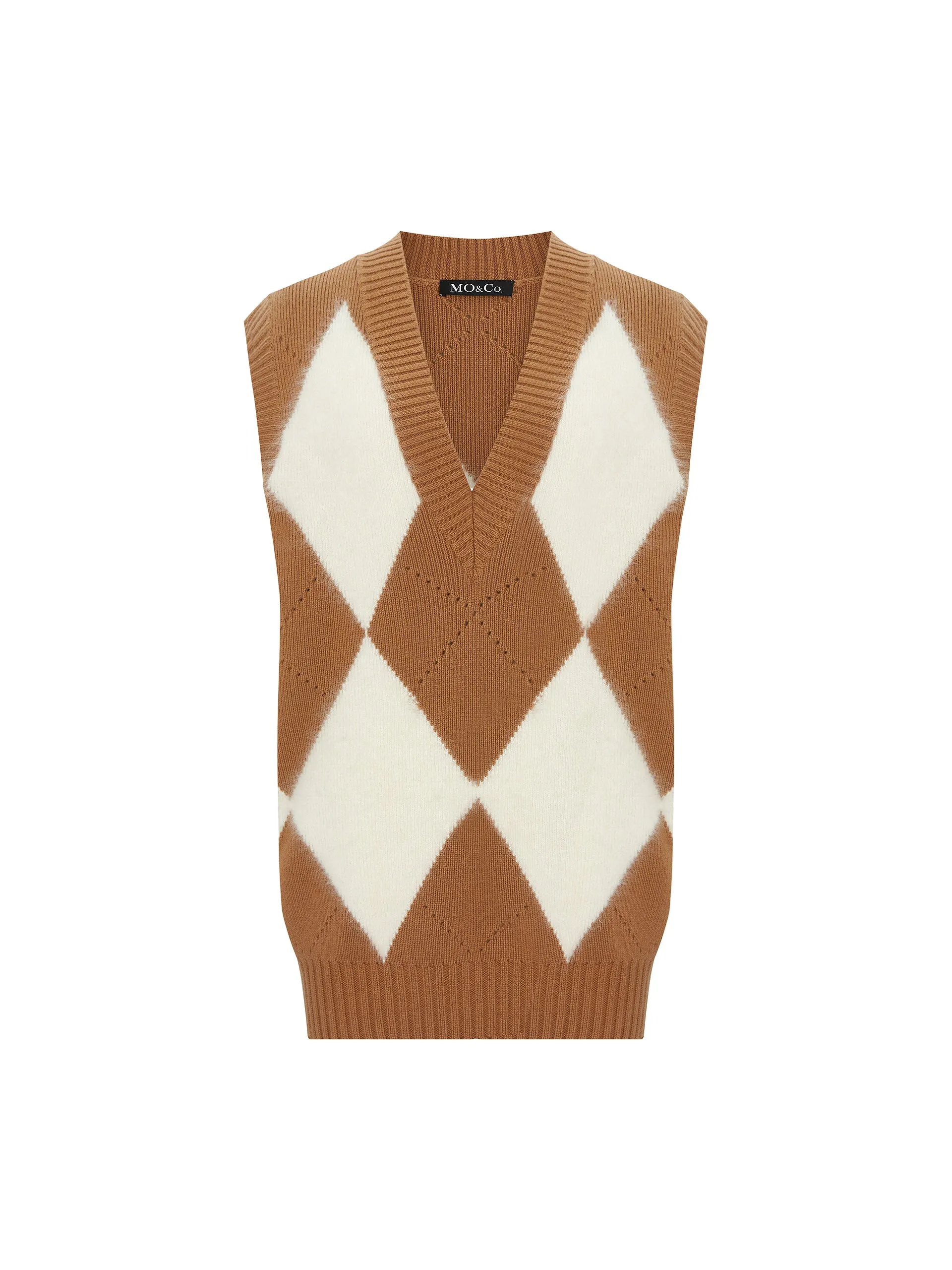 Argyle Check Knit Vest in Wool