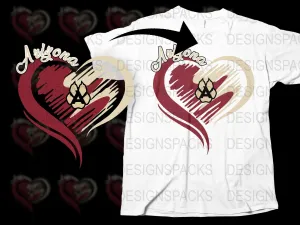 Arizona Coyotes Heart Design Graphic Png Digital Download