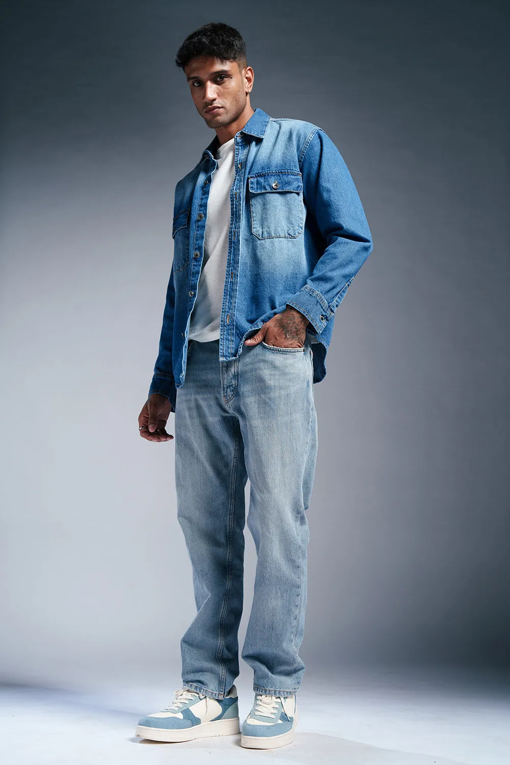 Azure Splash Men's Denim Jacket