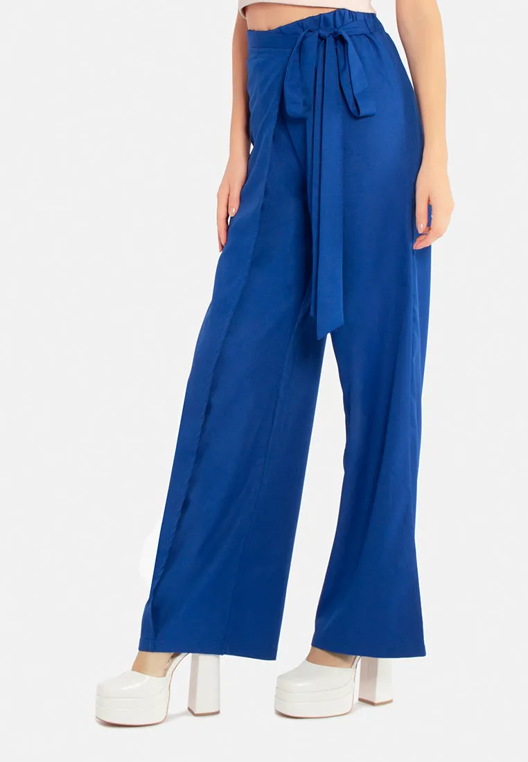 Belted Tie Wide Leg Pants