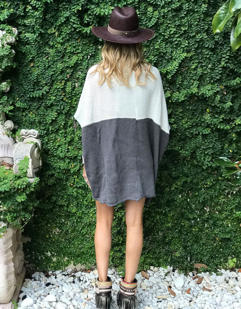 Bi-Polar Color Block Cocoon Cape Cardigan