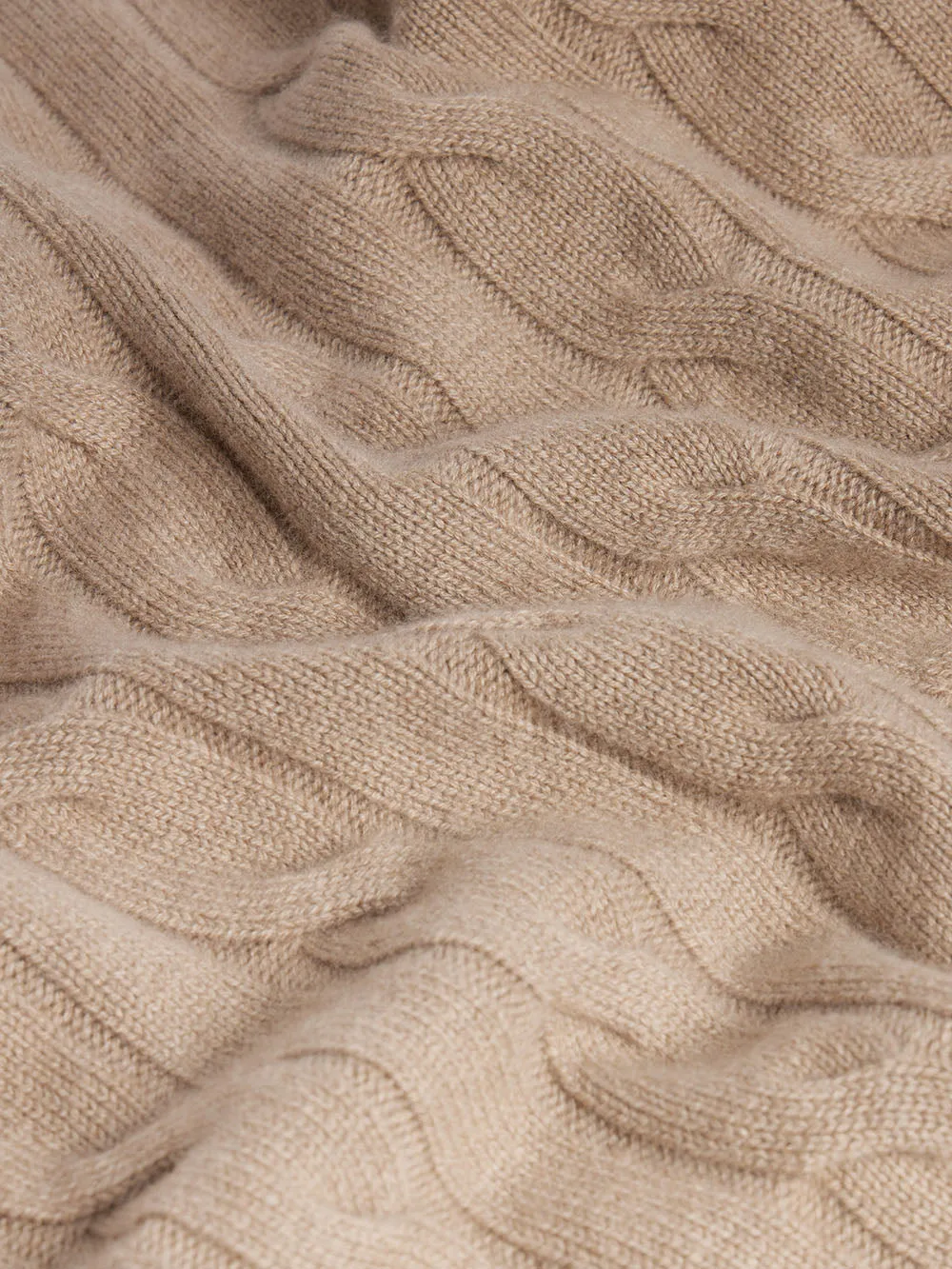 Cashmere Cable Crewneck -- Light Brown