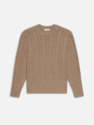 Cashmere Cable Crewneck -- Light Brown