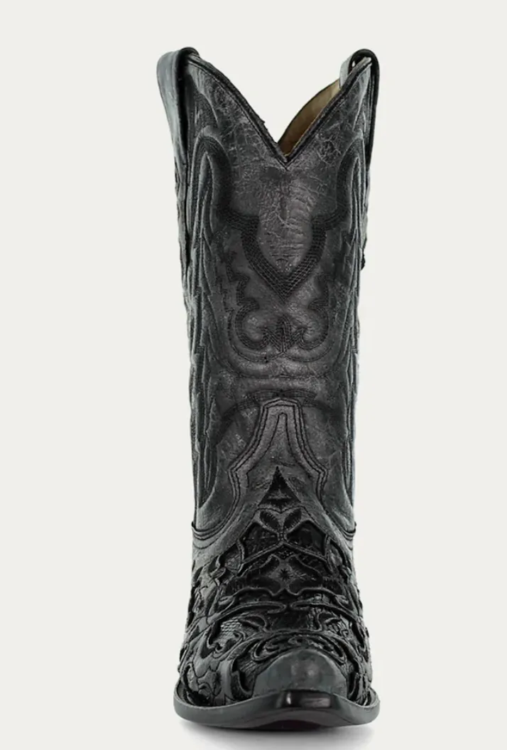 CORRAL MENS BLACK ALLIGATOR INLAY BOOTS STYLE A4116