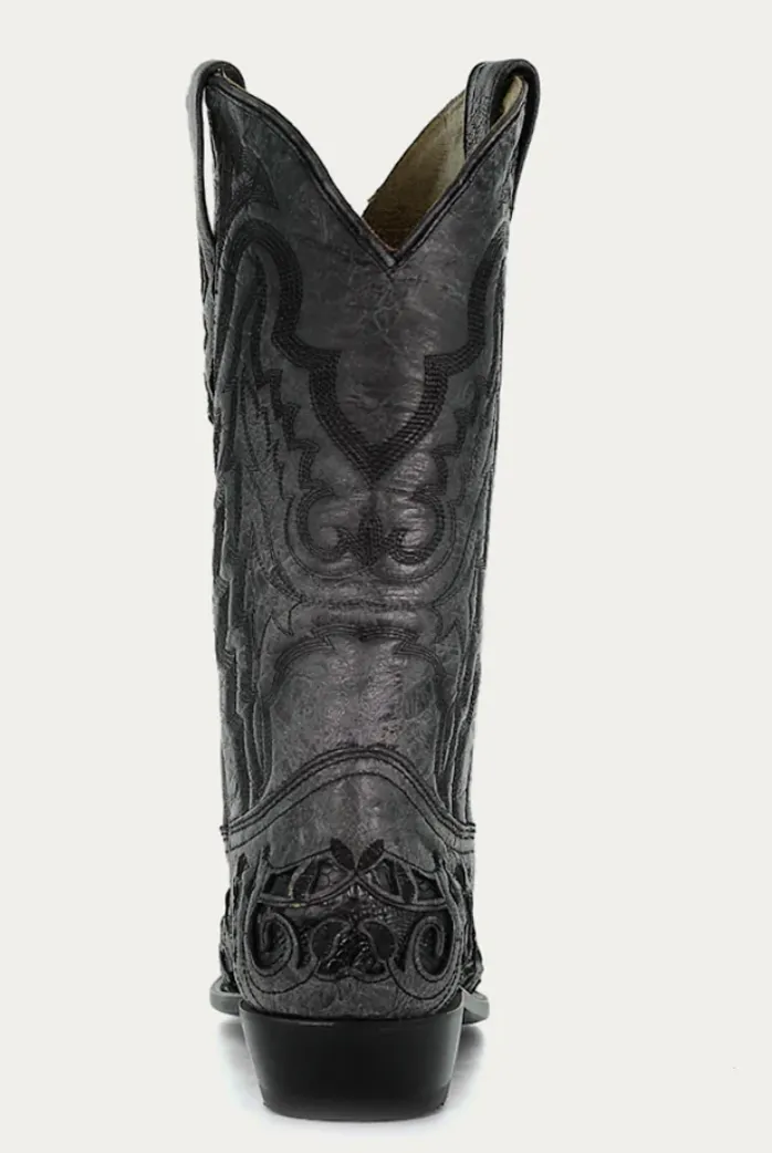 CORRAL MENS BLACK ALLIGATOR INLAY BOOTS STYLE A4116