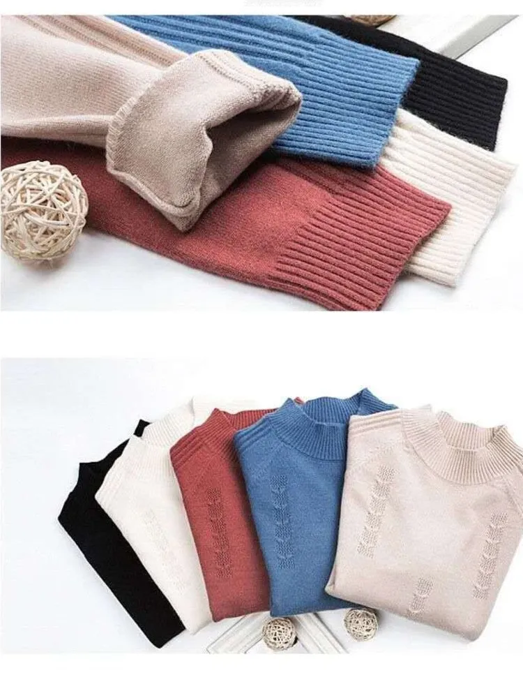 Cozy Turtleneck Knit Sweaters with Long Sleeves