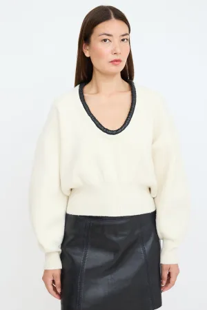 Cream & Black Wool Knit Sweater