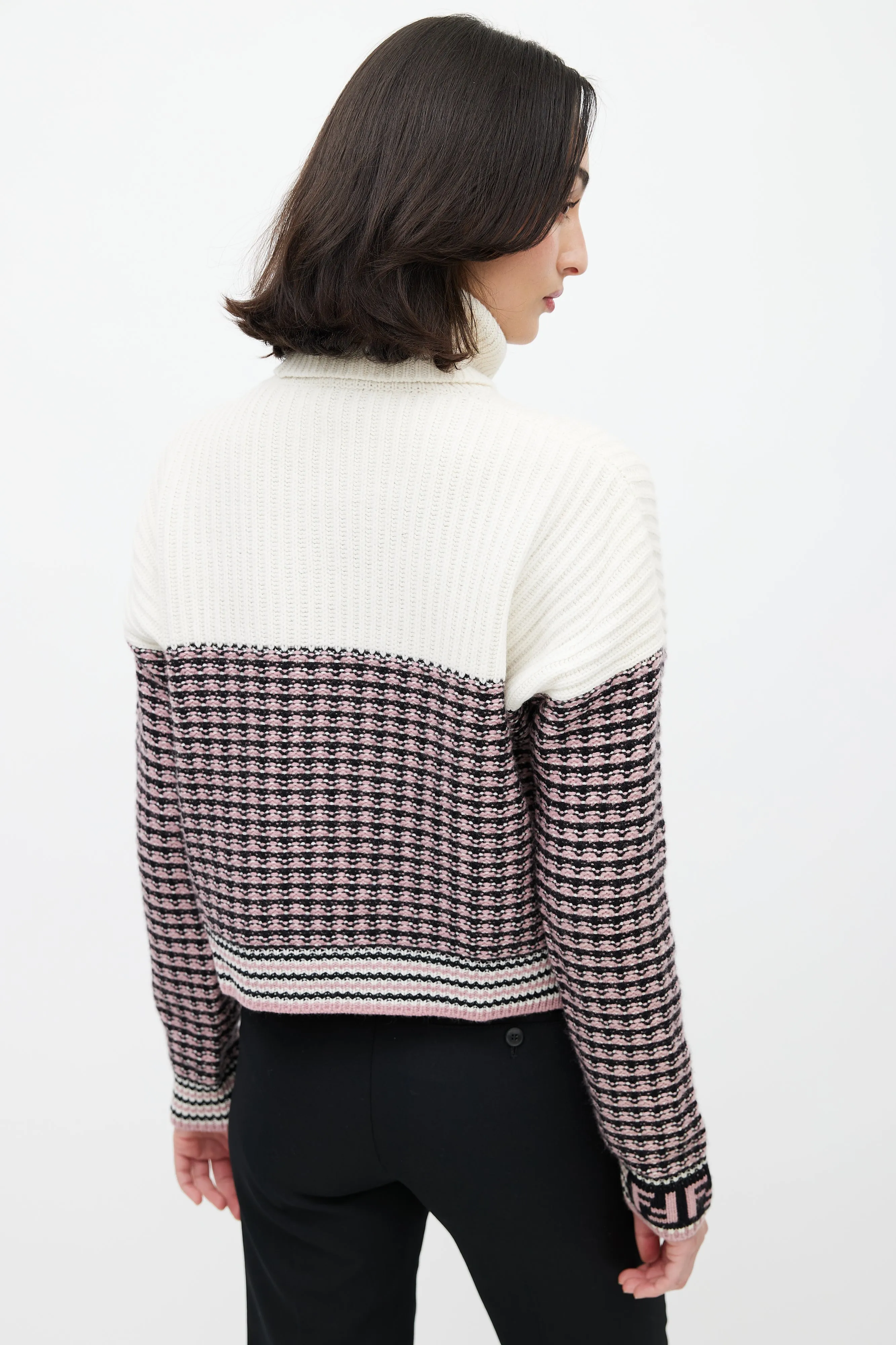 Cream & Multicolour Wool Knit Sweater