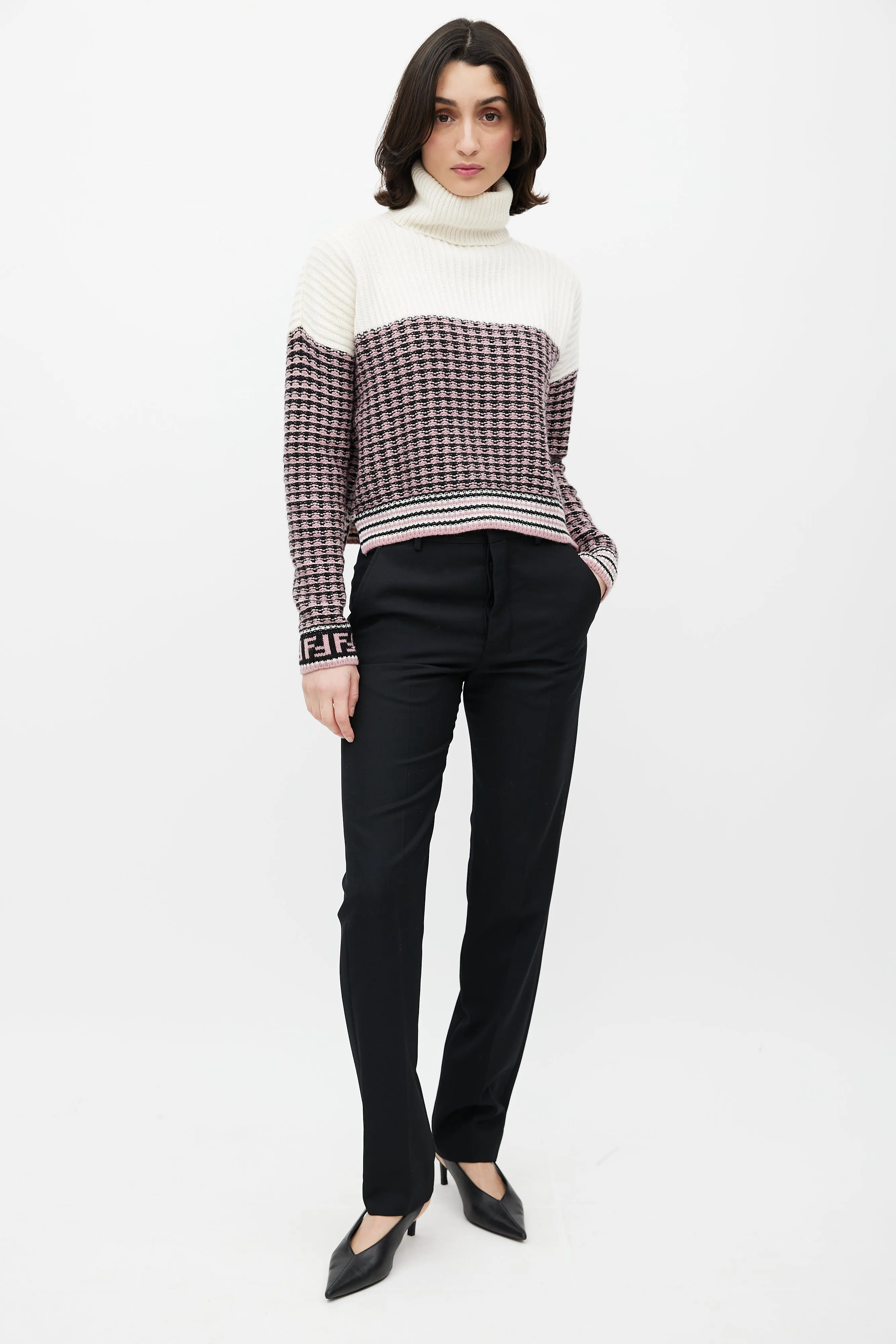 Cream & Multicolour Wool Knit Sweater