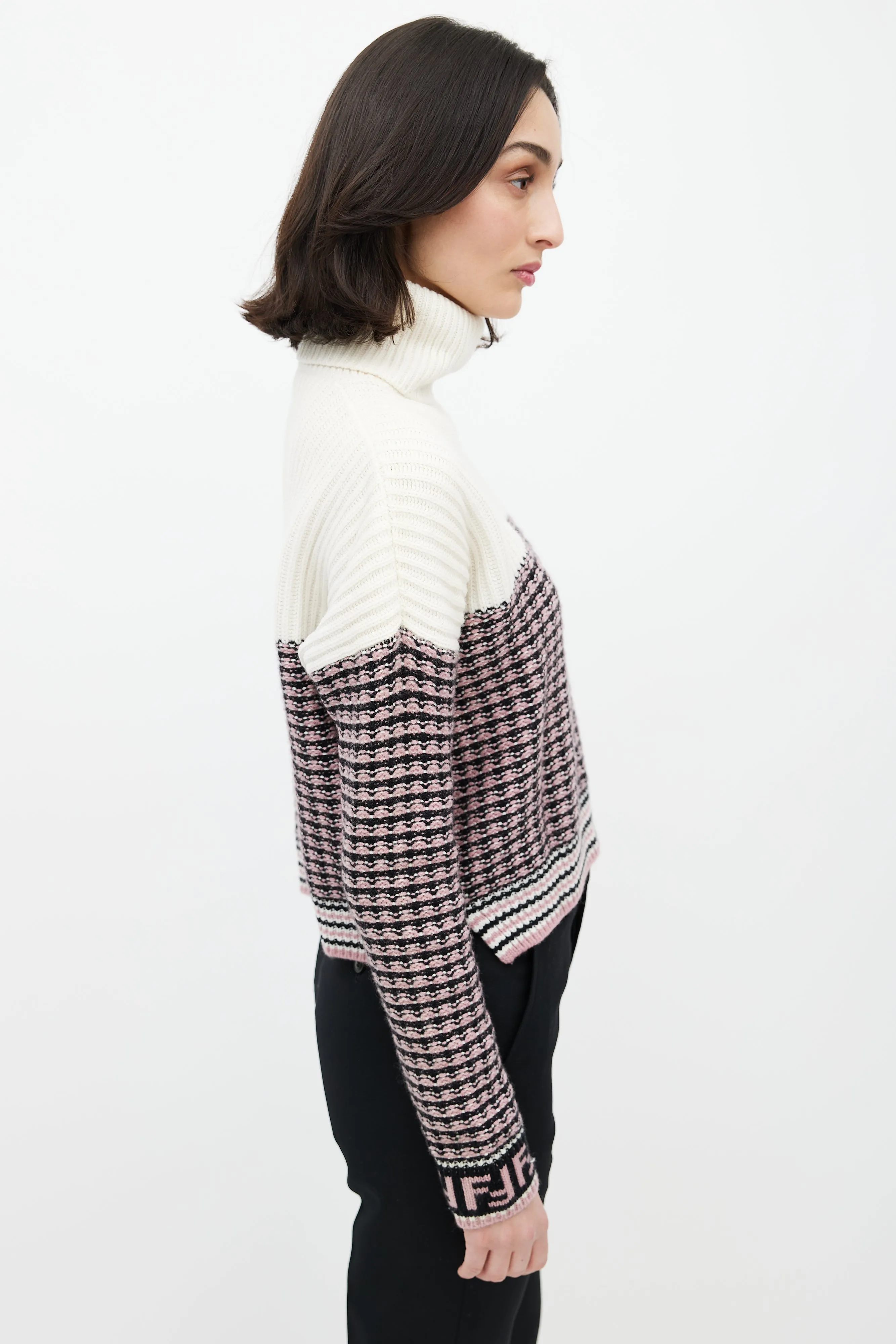 Cream & Multicolour Wool Knit Sweater