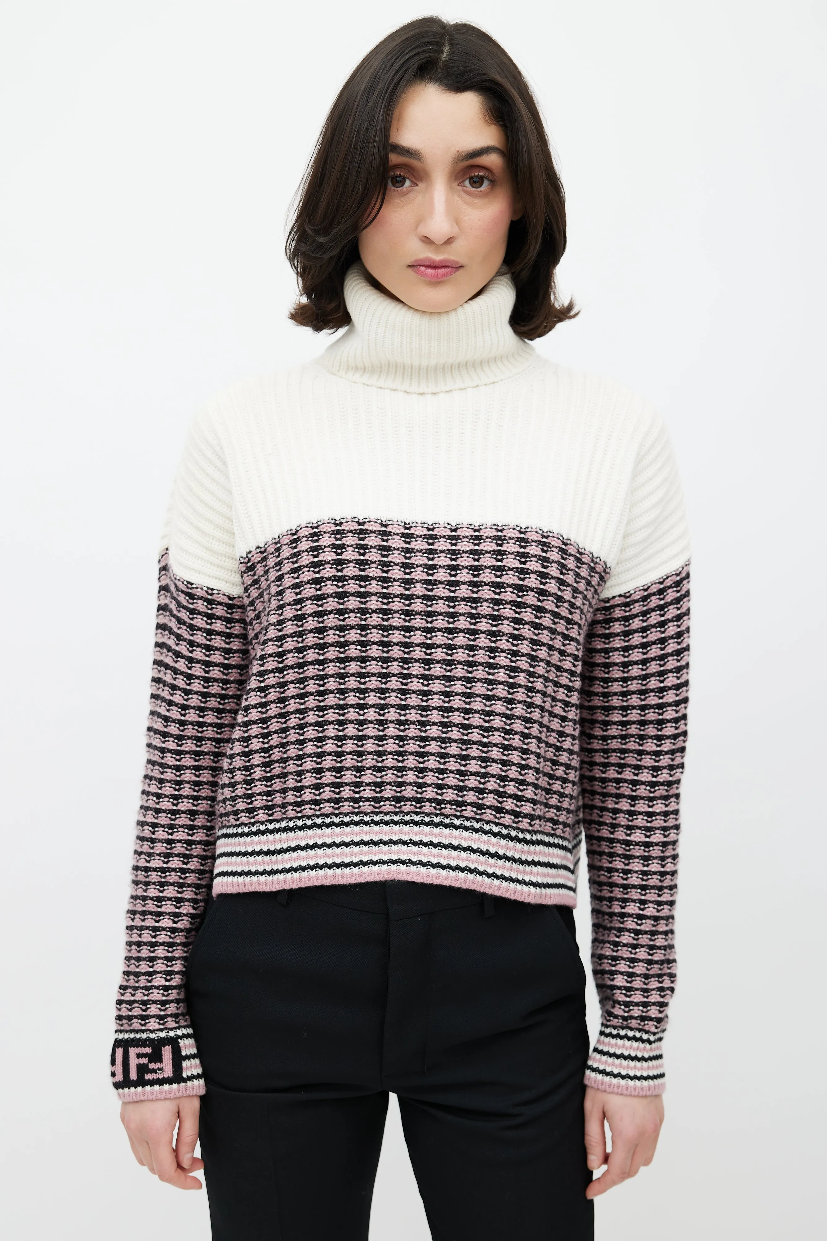 Cream & Multicolour Wool Knit Sweater