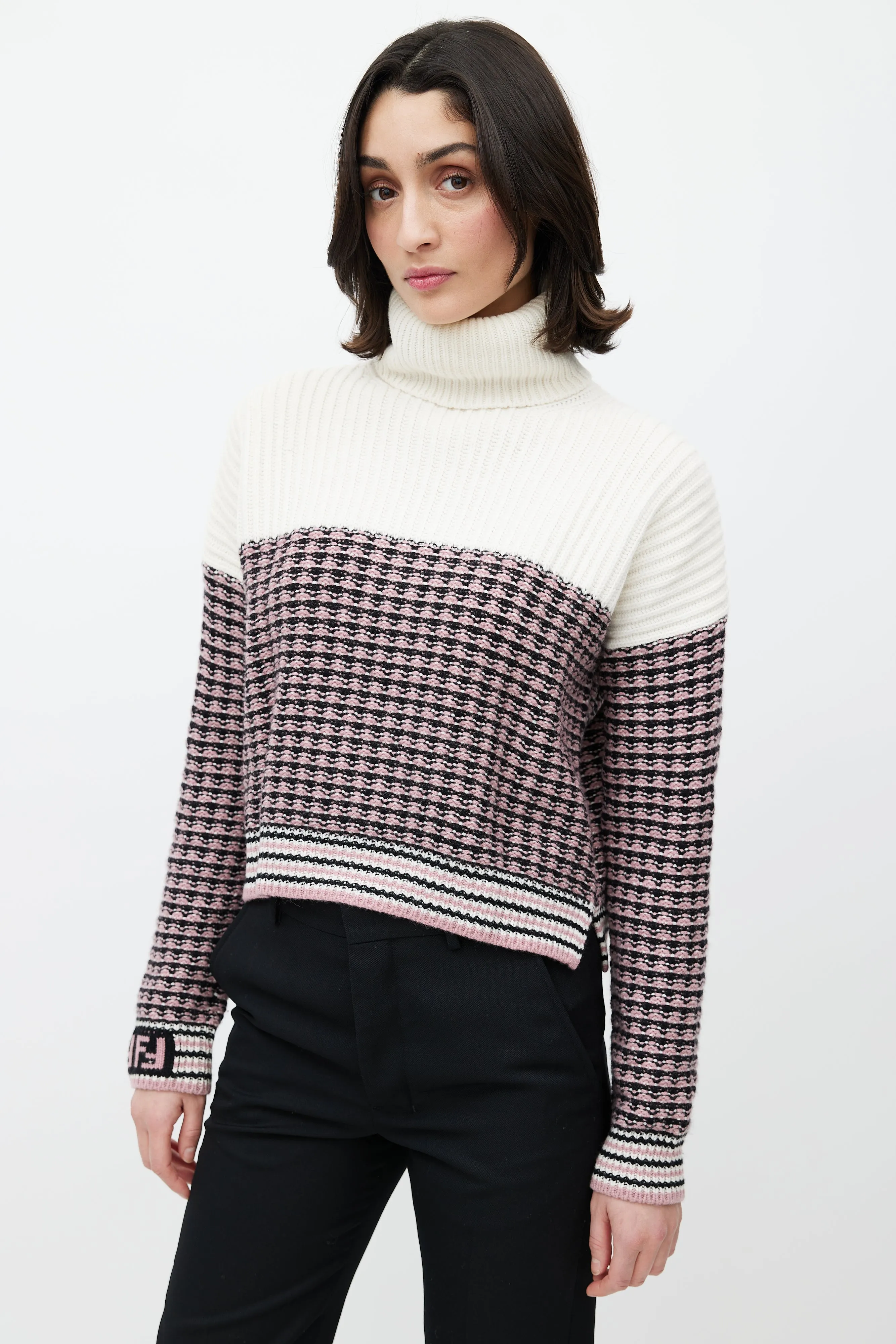 Cream & Multicolour Wool Knit Sweater