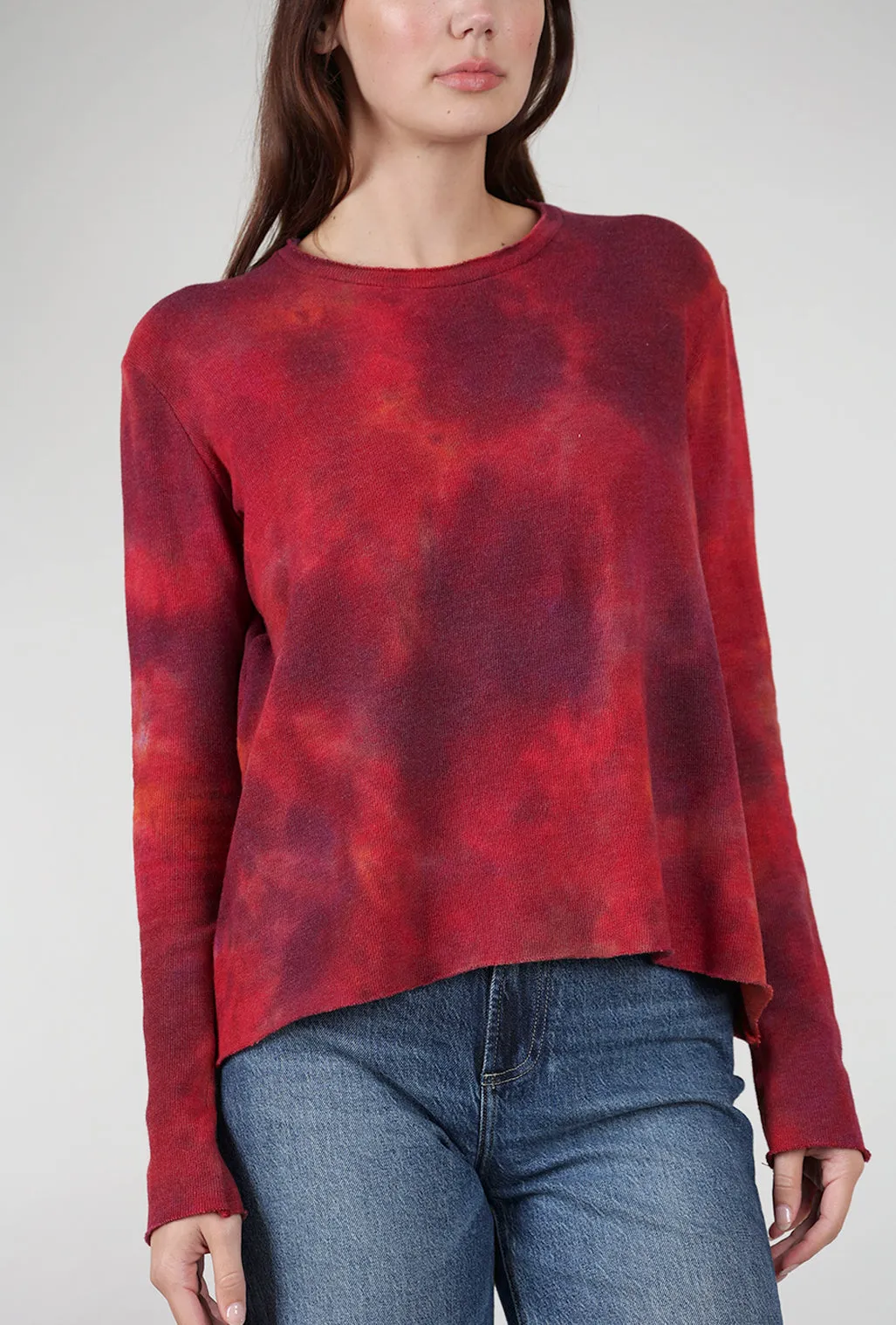 Crop Cozy Smoosh Top, Red Mix