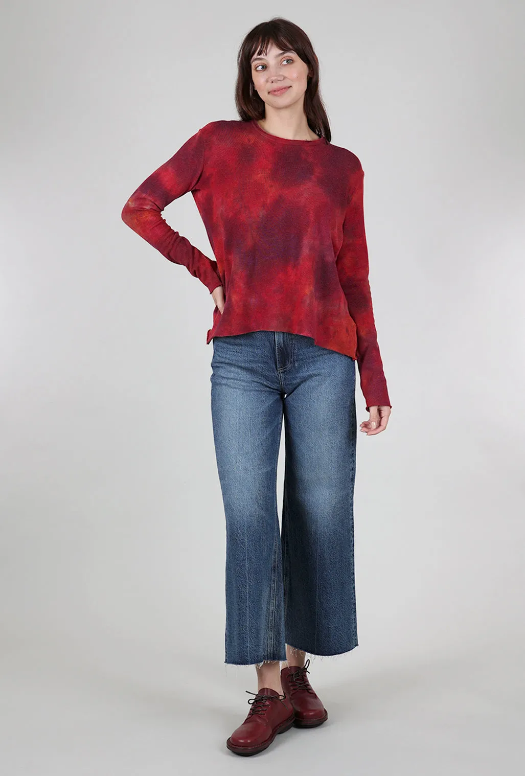 Crop Cozy Smoosh Top, Red Mix