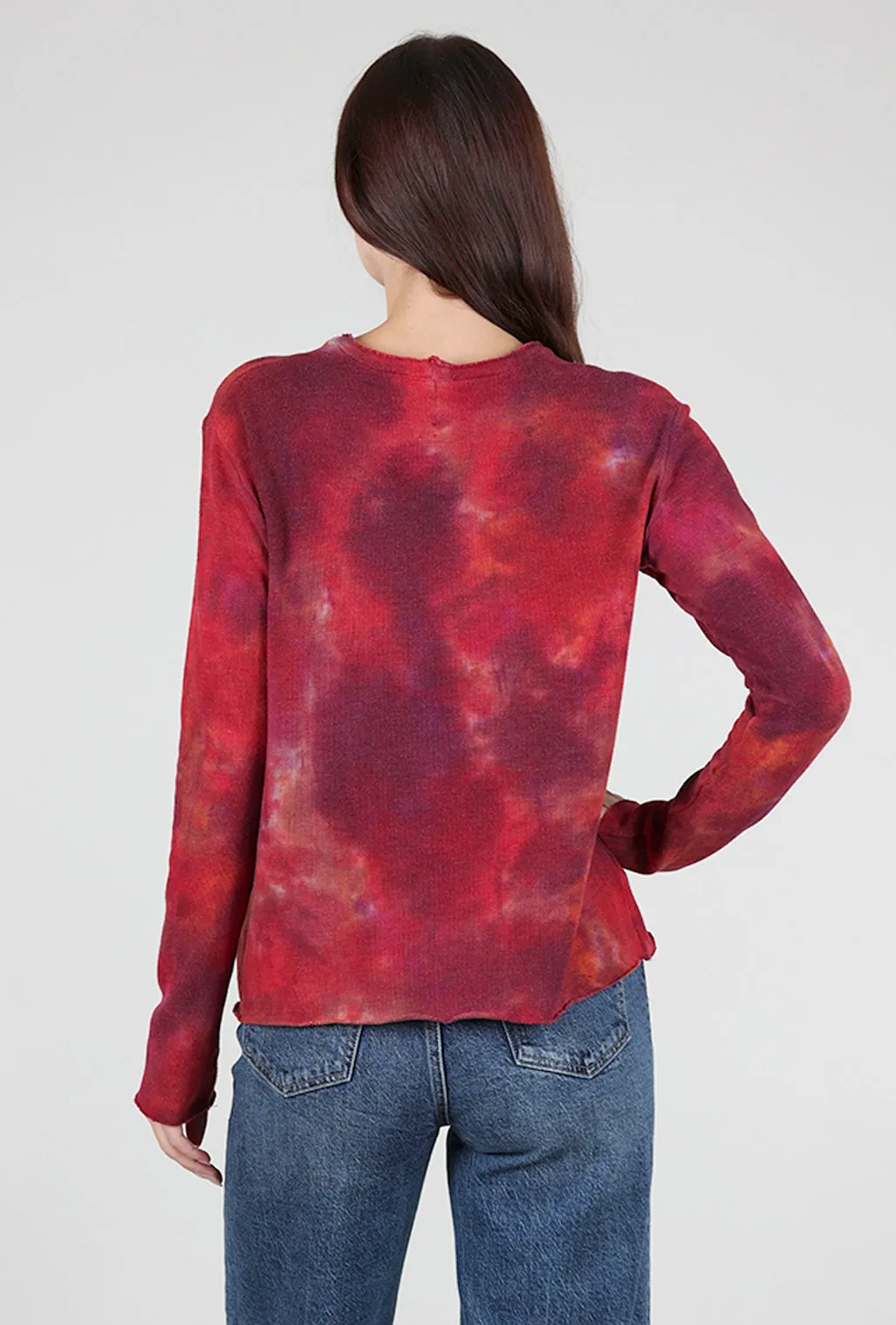 Crop Cozy Smoosh Top, Red Mix