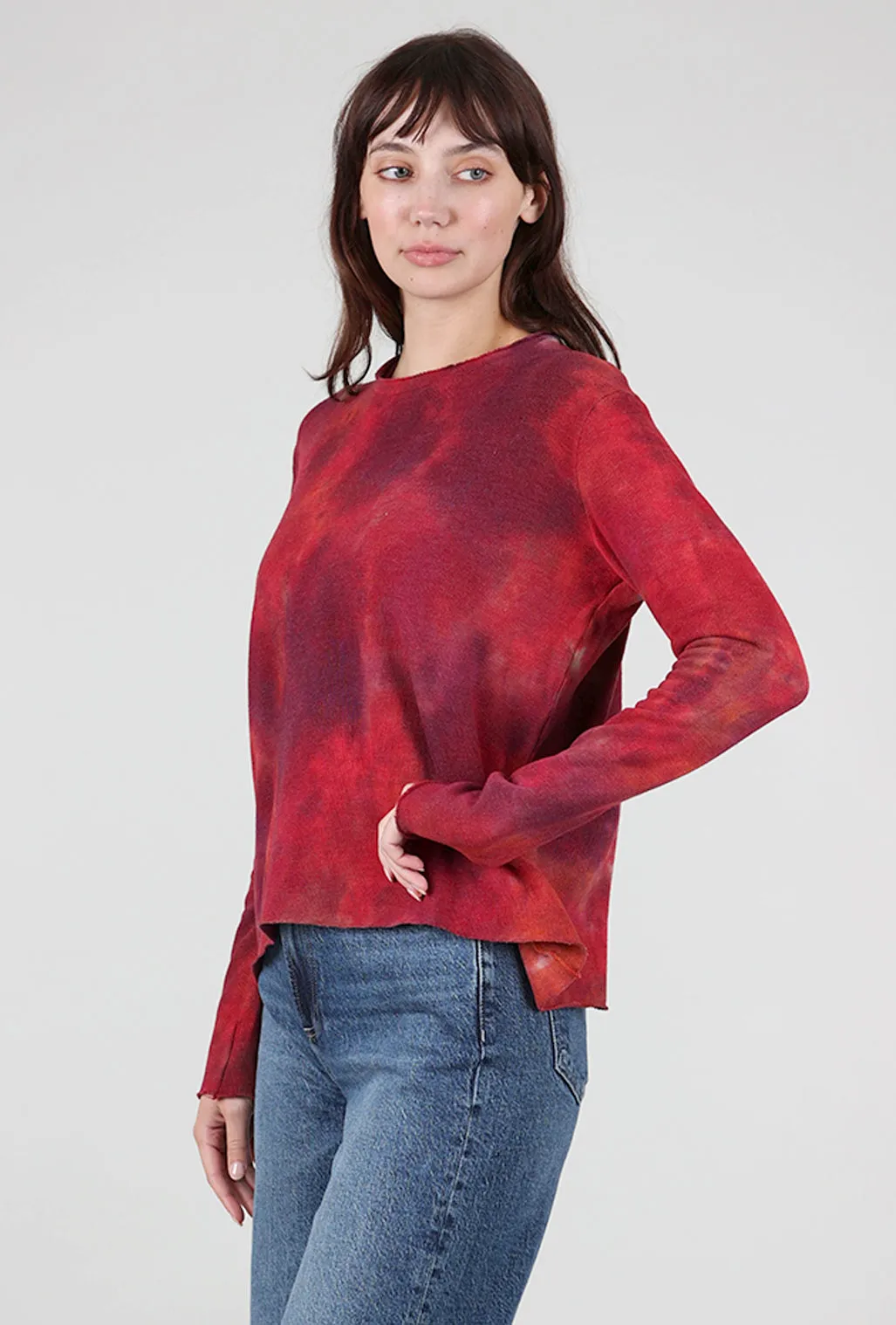 Crop Cozy Smoosh Top, Red Mix