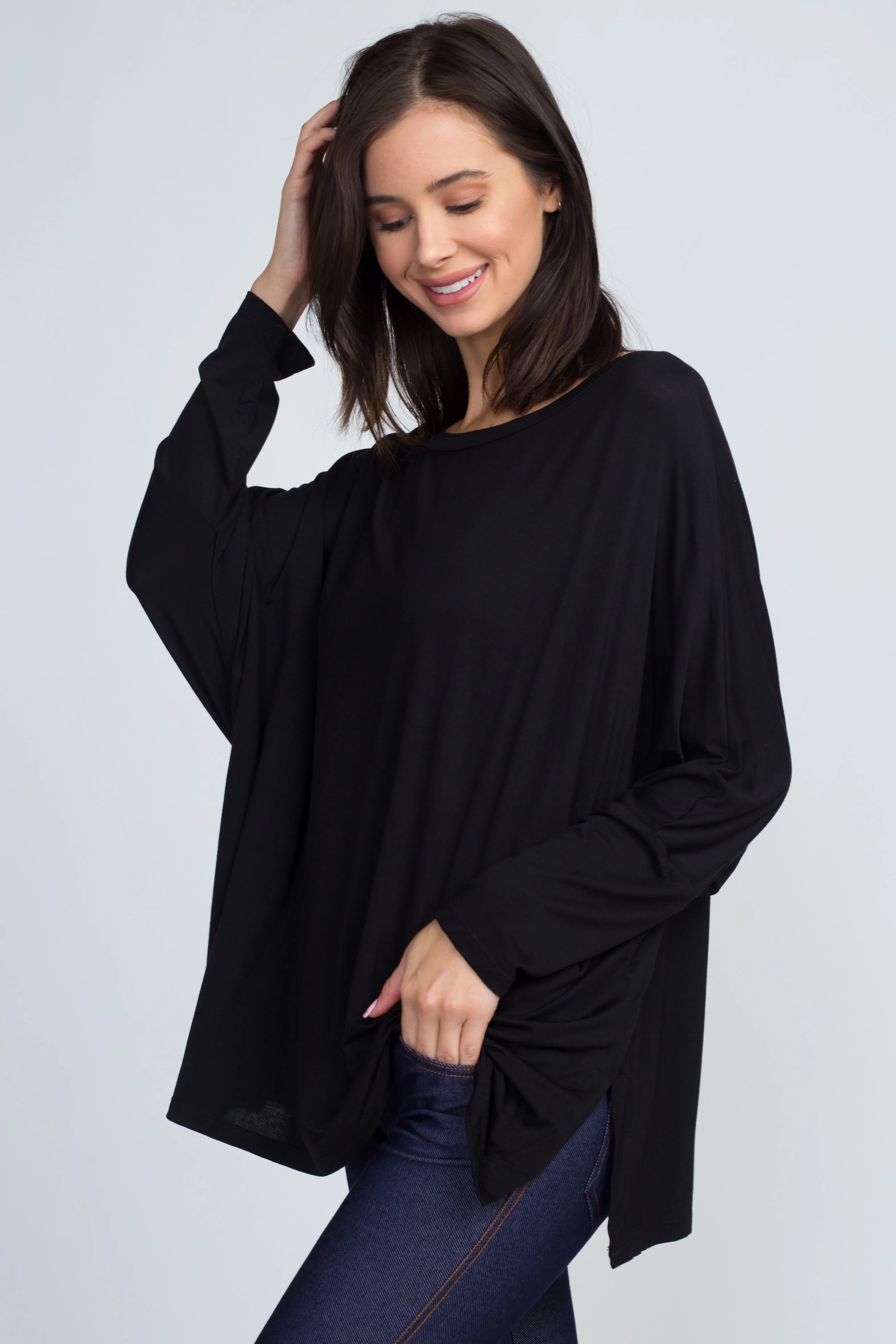 Effortless Style Dolman Oversized Tunic Top