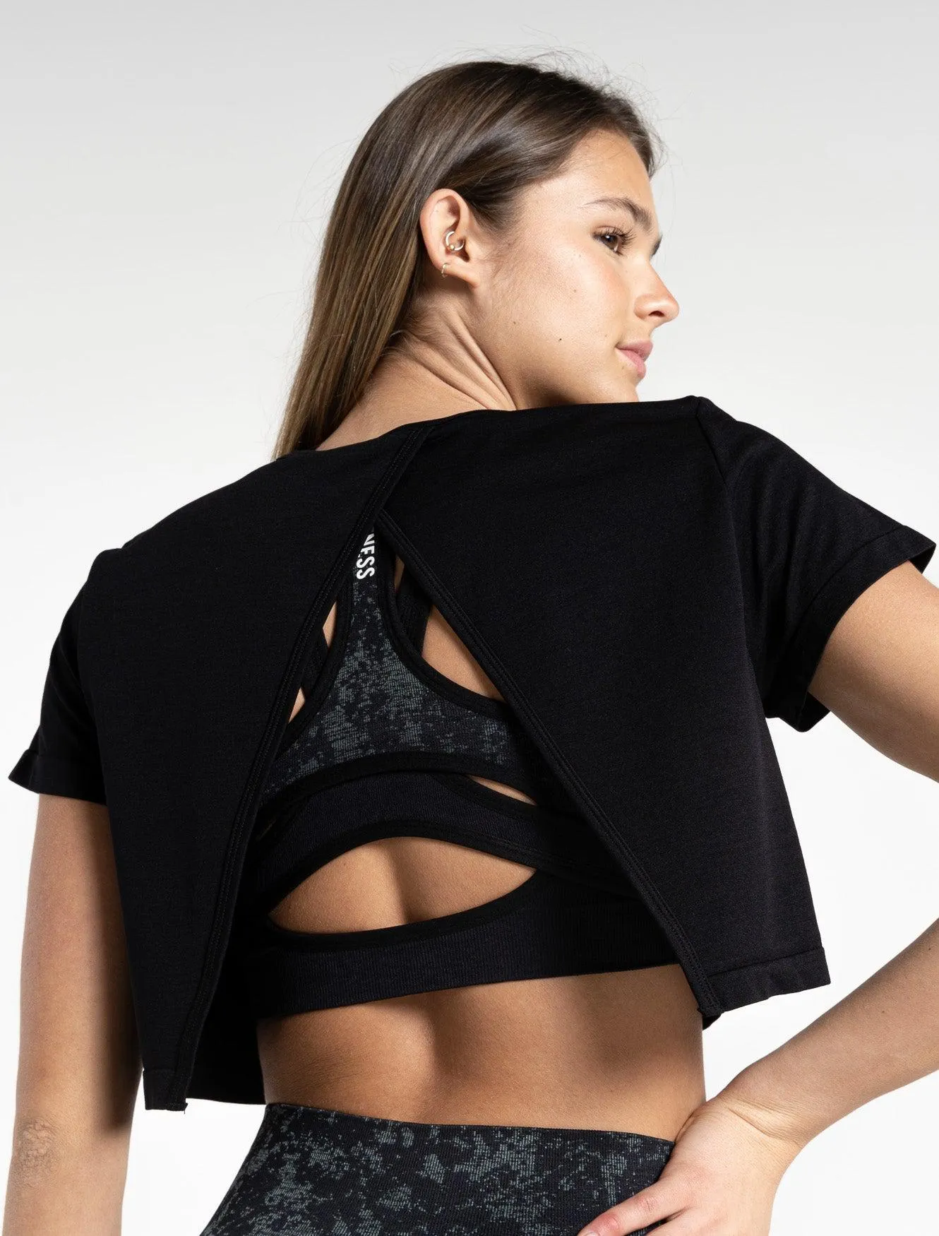 Essential Seamless Crop T-shirt - Blackout