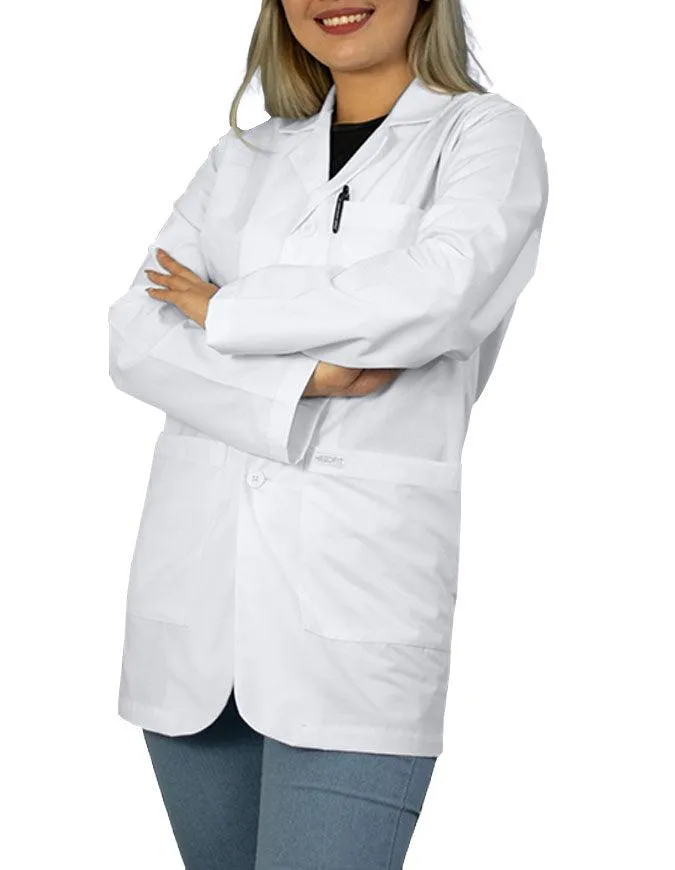 Free Embroidery Heedfit Unisex 31 Inches Three Pocket White Consultation Coat