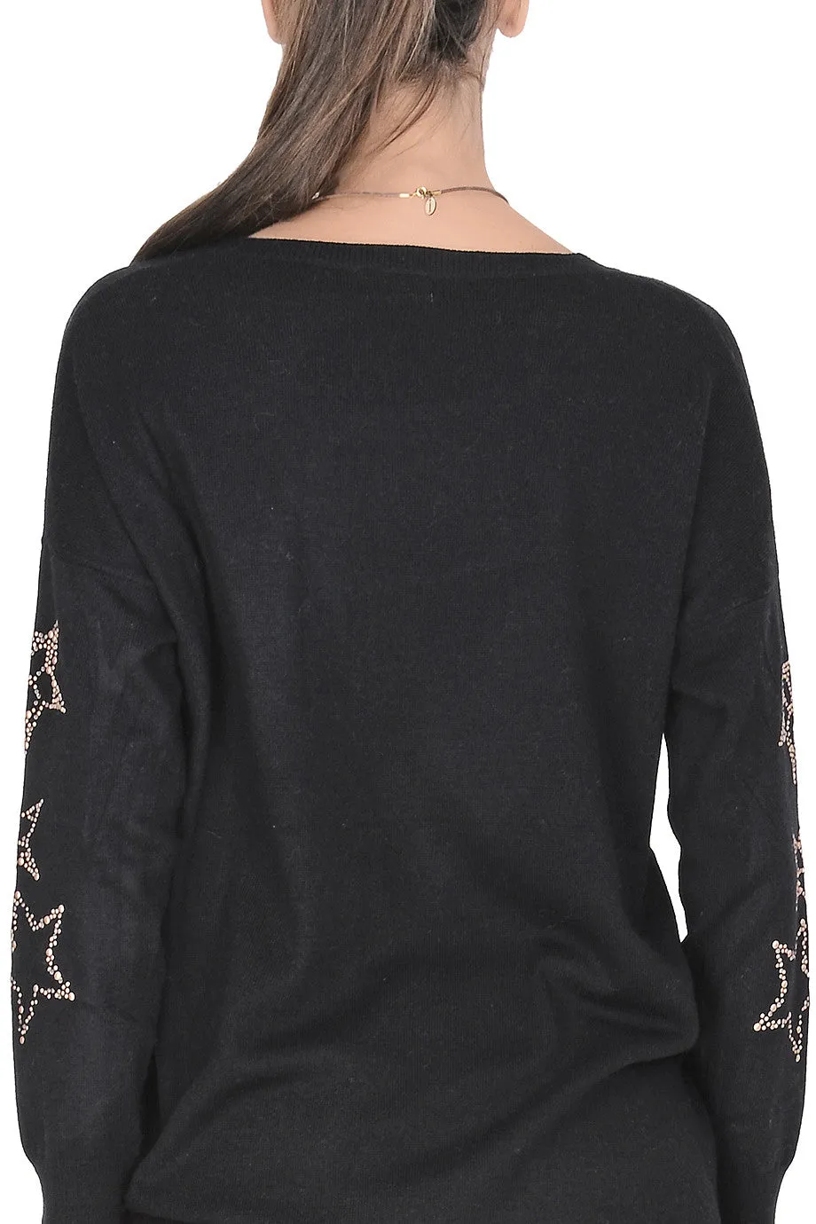 GALIENA Black Studded Jumper