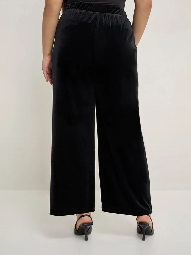 Gia Black Velveteen High-Rise Pants