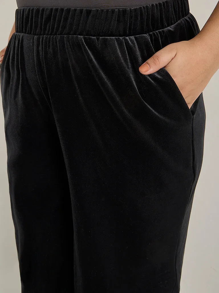 Gia Black Velveteen High-Rise Pants