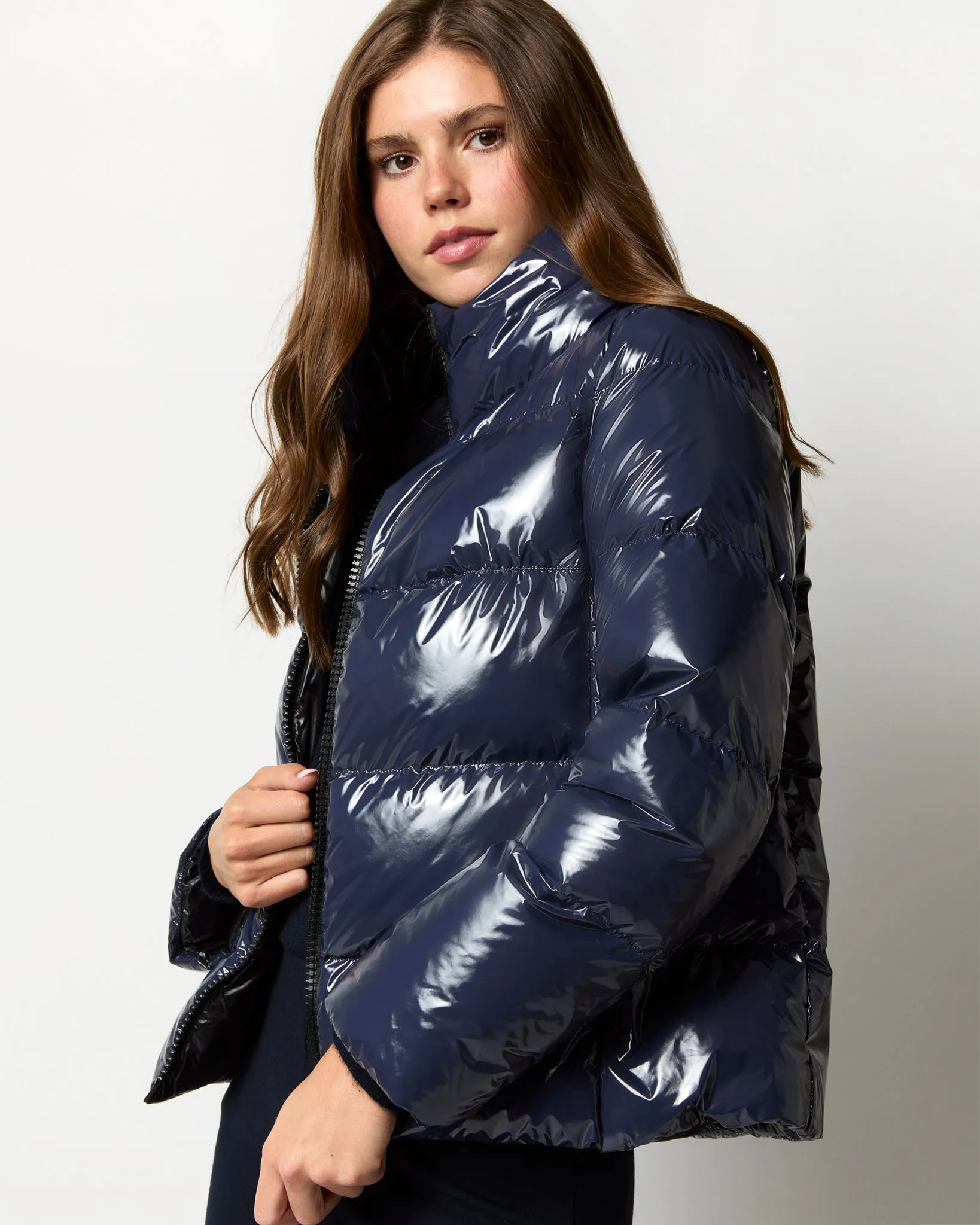 Gloss Short Jacket in Navy