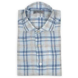 Grey Check Linen Long Sleeve Shirt