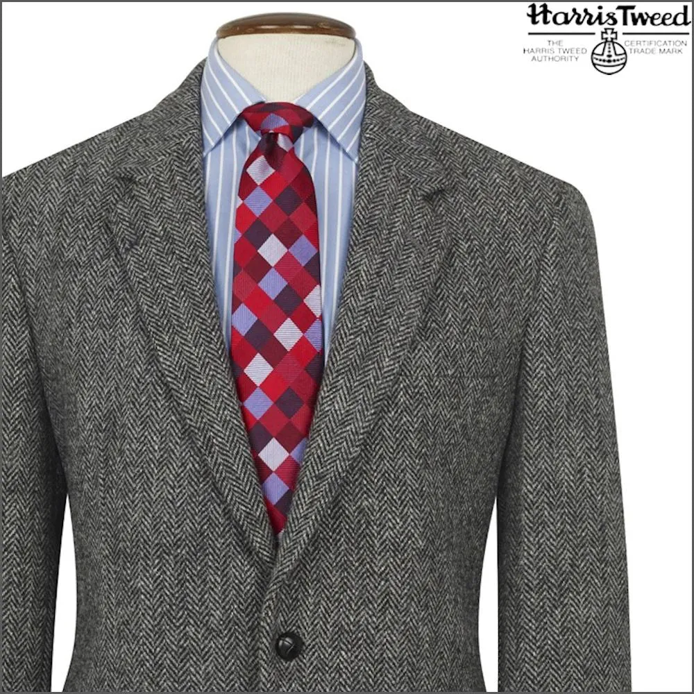 Harris Tweed Grey Herringbone Jacket>>