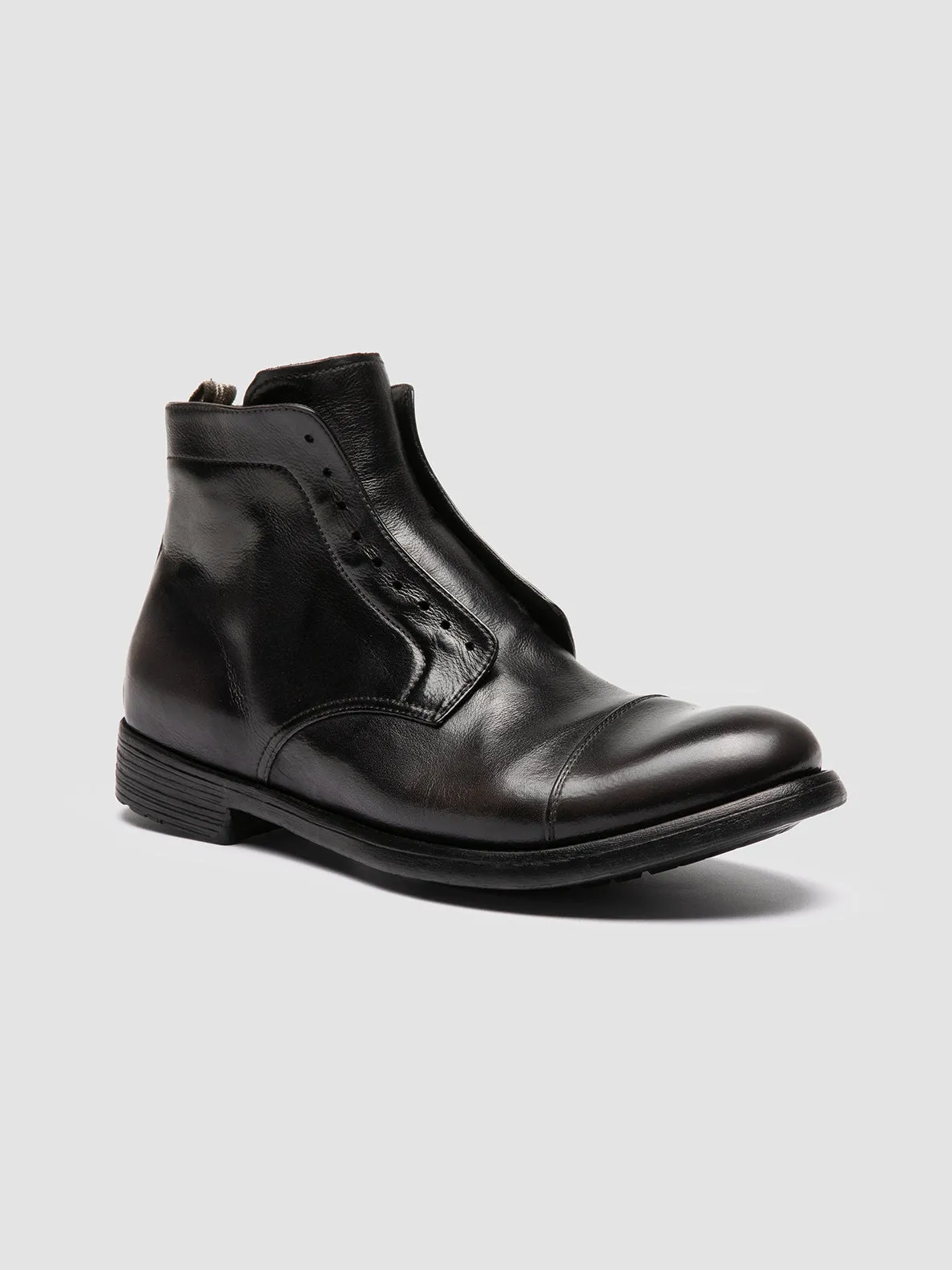 HIVE 005 - Black Leather Zipped Boots