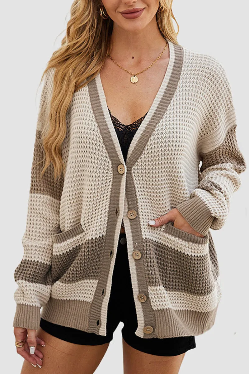 HWR1129 Cozy Striped Cardigan