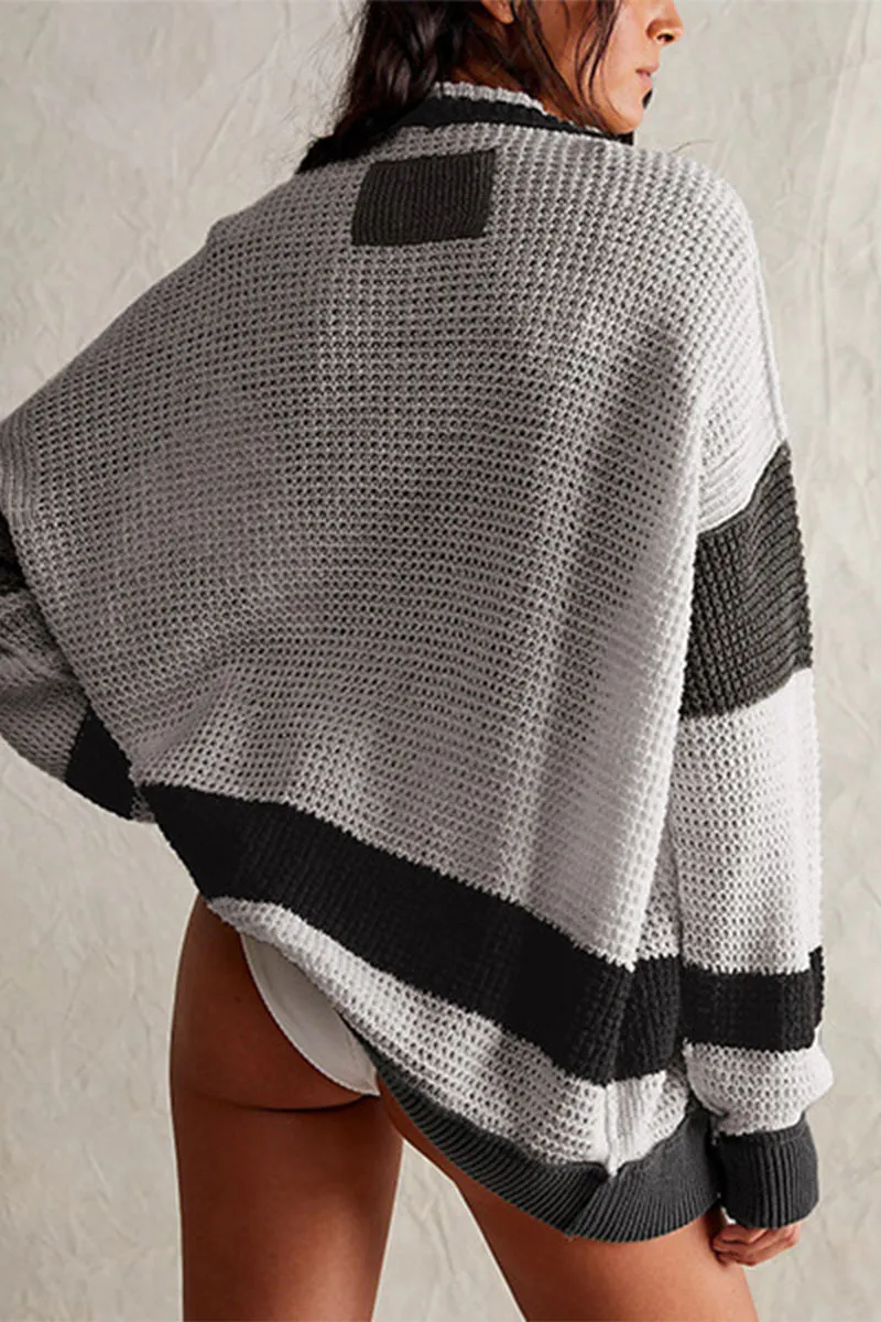 HWR1129 Cozy Striped Cardigan