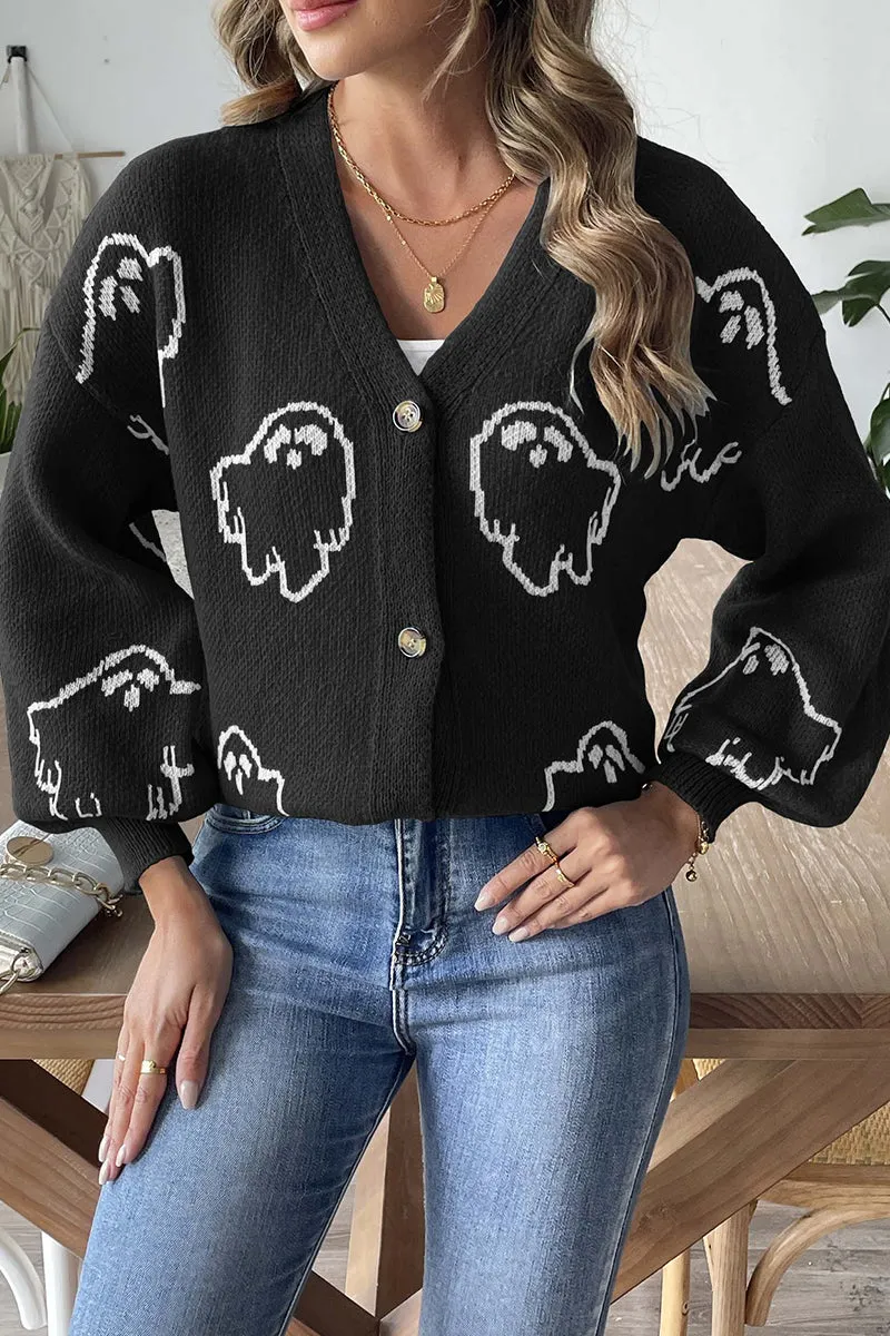 HWR1204 Playful Ghost Knit Cardigan