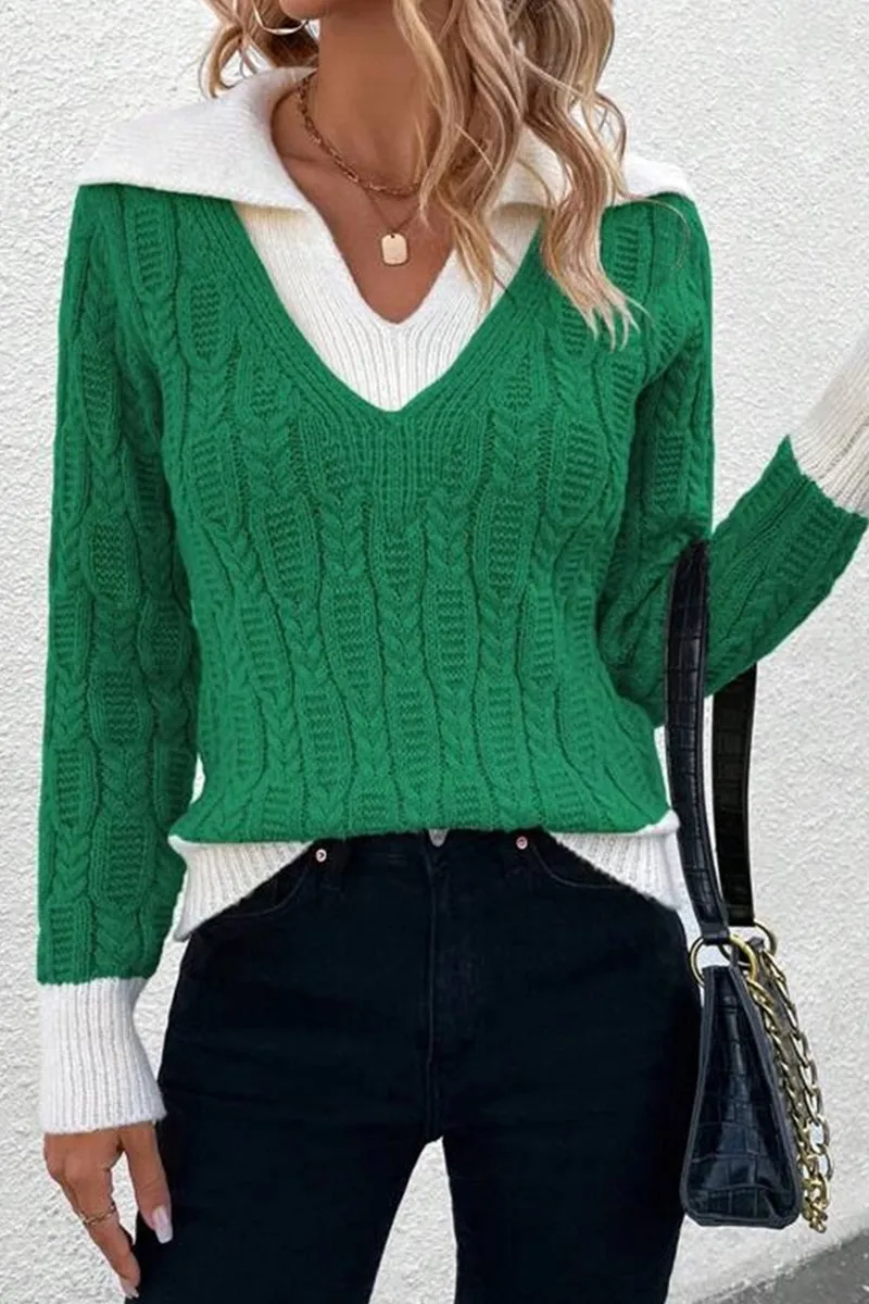 HWR1205 Layered Cable Knit Sweater