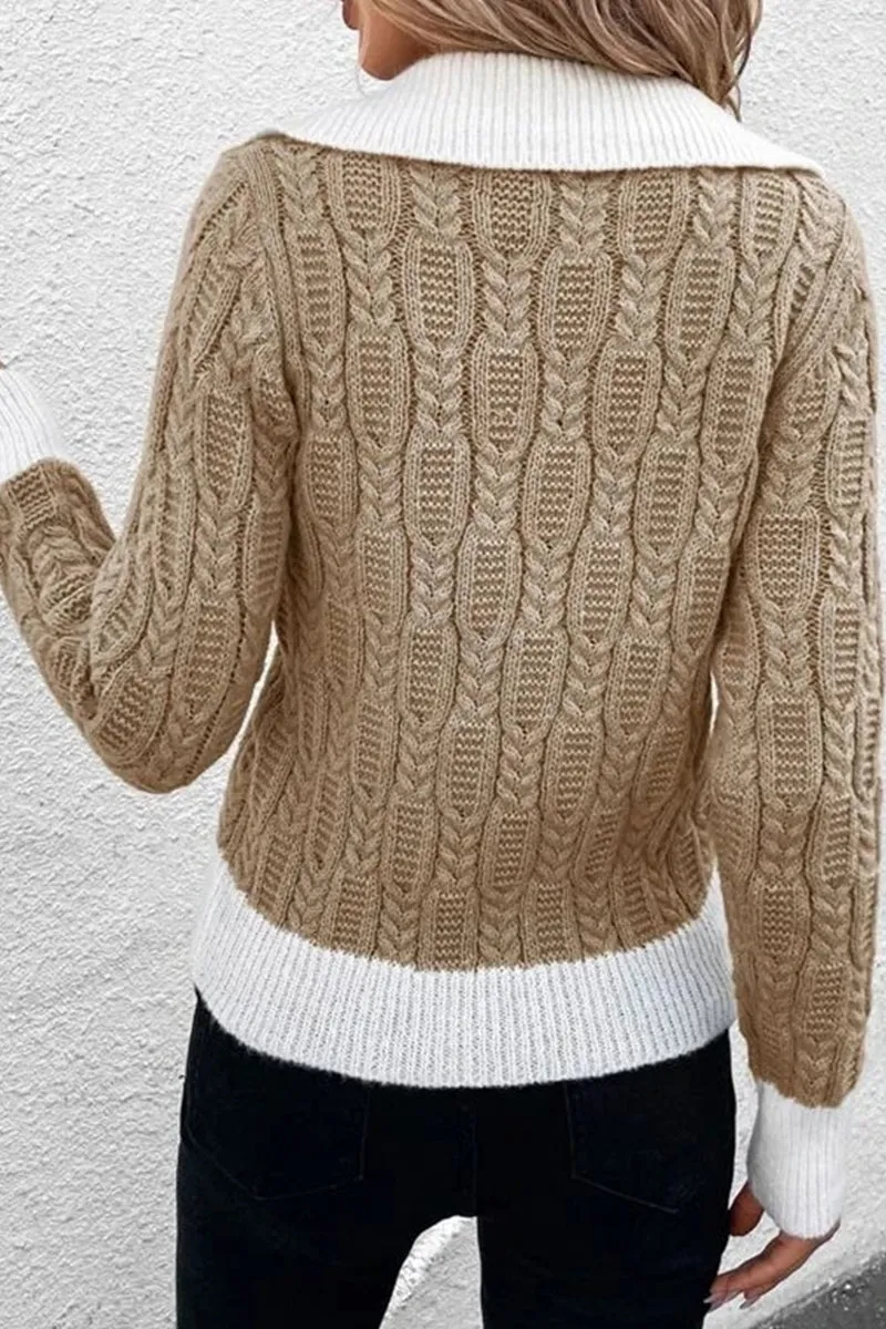 HWR1205 Layered Cable Knit Sweater