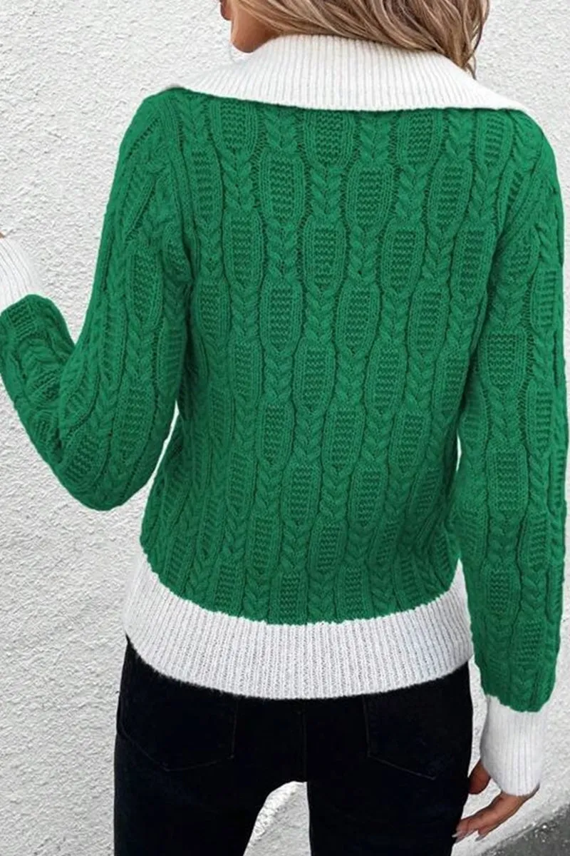 HWR1205 Layered Cable Knit Sweater