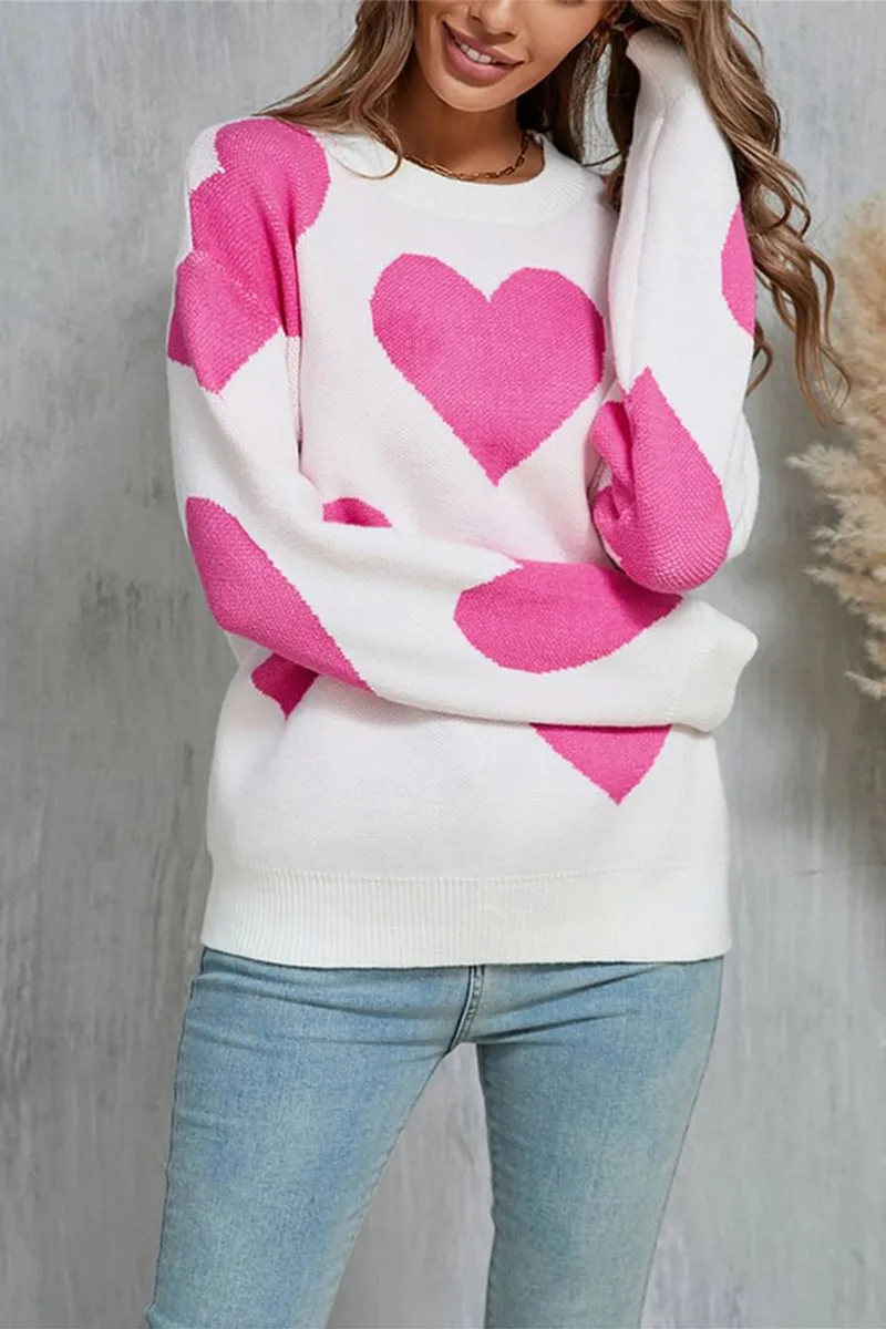 HWS1204 Heart Pattern Knit Sweater