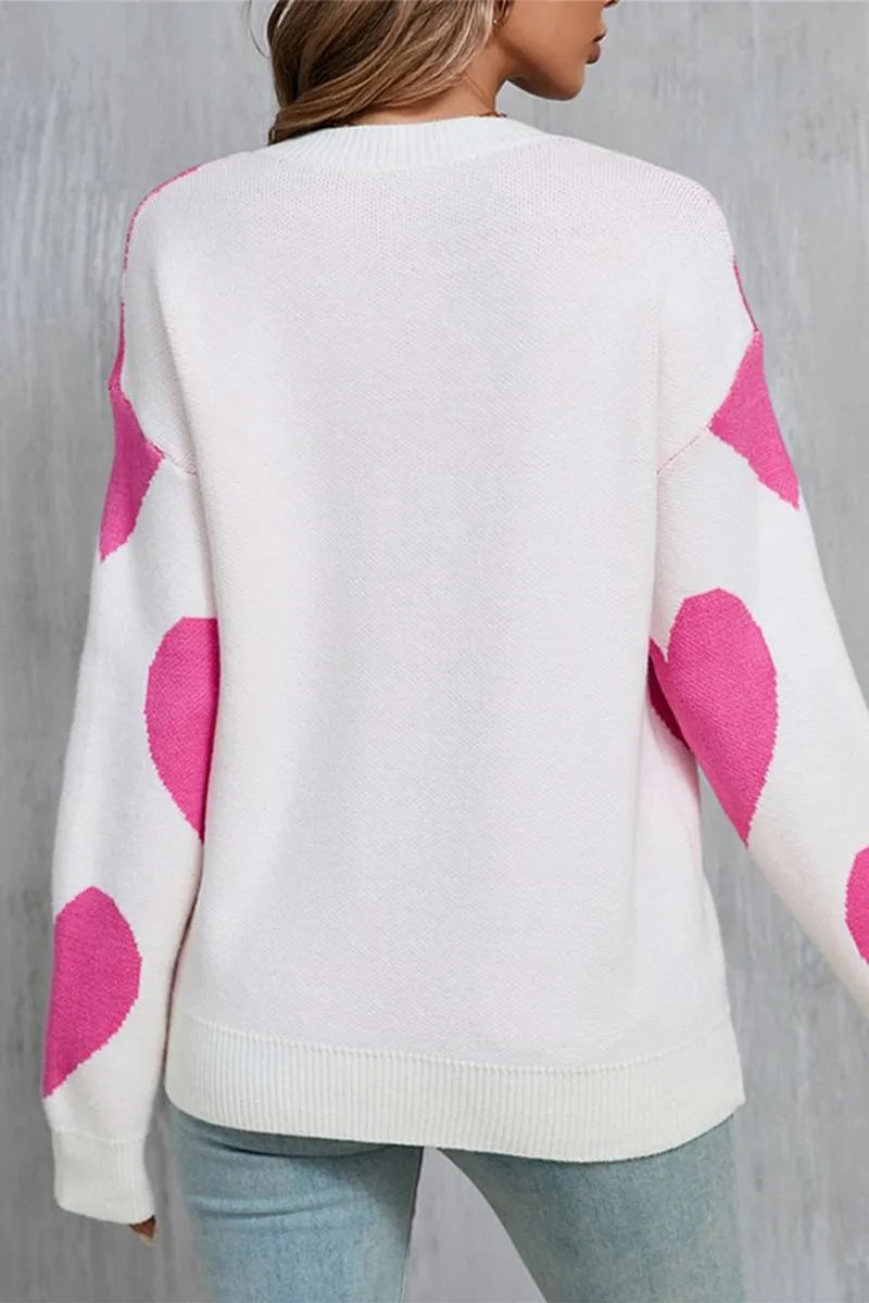 HWS1204 Heart Pattern Knit Sweater