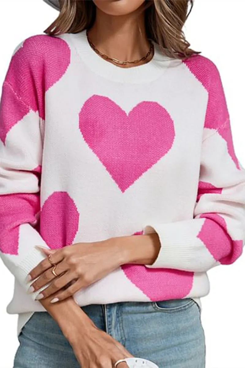 HWS1204 Heart Pattern Knit Sweater