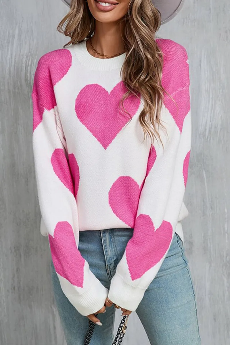 HWS1204 Heart Pattern Knit Sweater