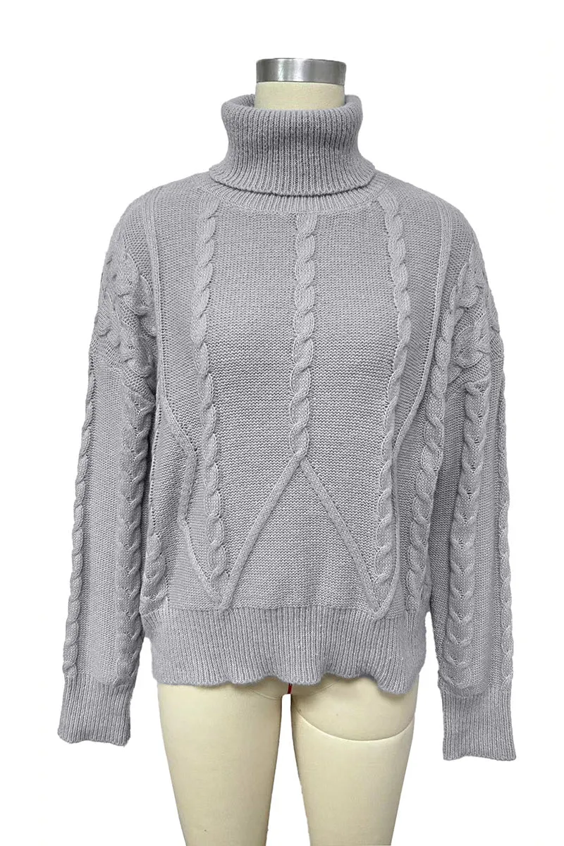 HWS1406 Chill Vibes Cable Knit Crop Sweater