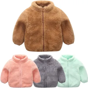 Infant Girl Boy Cute Zip Solid Warm Thick Fleece Coat Soft Winter Outerwear