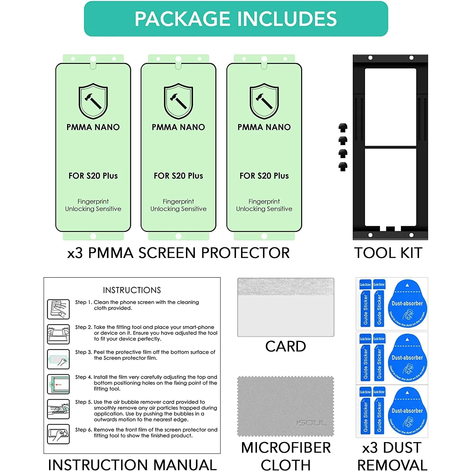 ISOUL 3 Pack Flexible Screen Protector for Samsung Galaxy S20 Plus 6.7